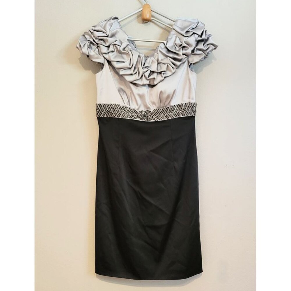 CHETTA B Evening Formal Cocktail DRESS Ruffles Beaded Sz 12